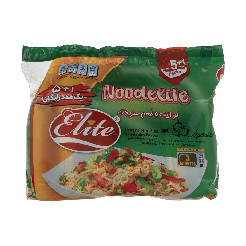 qualityq_90-48300 نودل با طعم سبزیجات الیت - 75 گرم بسته 6 عددی - تصویر 1