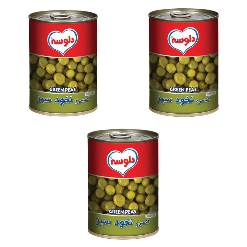 qualityq_90-51834 کنسرو نخود سبز دلوسه - 400 گرم بسته 3 عددی - تصویر 1