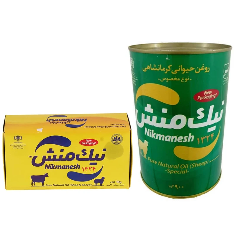 qualityq_90-52590 روغن حیوانی کرمانشاهی مخصوص نیک منش - 900 گرم و روغن حیوانی ممتاز نیک منش بسته 50 عددی - تصویر 1