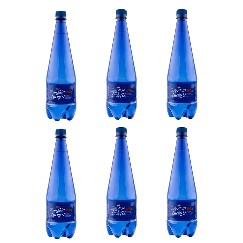 qualityq_90-5260 آب گازدار با طعم توت فرنگی لاکی یو کاله - 1 لیتر بسته 6 عددی - تصویر 1