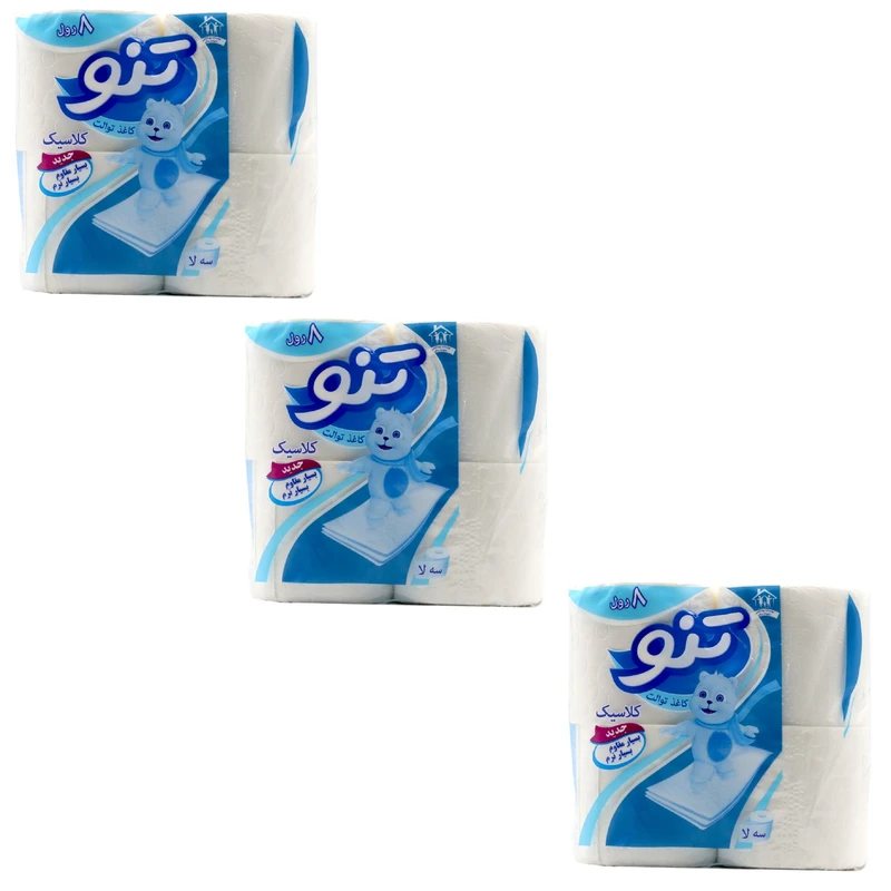 qualityq_90-52750 دستمال توالت تنو مدل کلاسیک سه بسته 8 عددی - تصویر 1