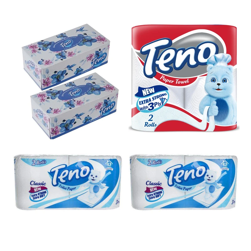 qualityq_90-52918 دستمال کاغذی و دستمال توالت و دستمال حوله ای تنو مدل اقتصادی مجموعه 5 عددی - تصویر 1