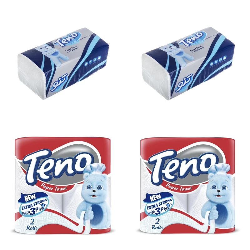 qualityq_90-52977 دستمال کاغذی و دستمال تولت تنو مدل mix مجموعه 4 عددی - تصویر 1