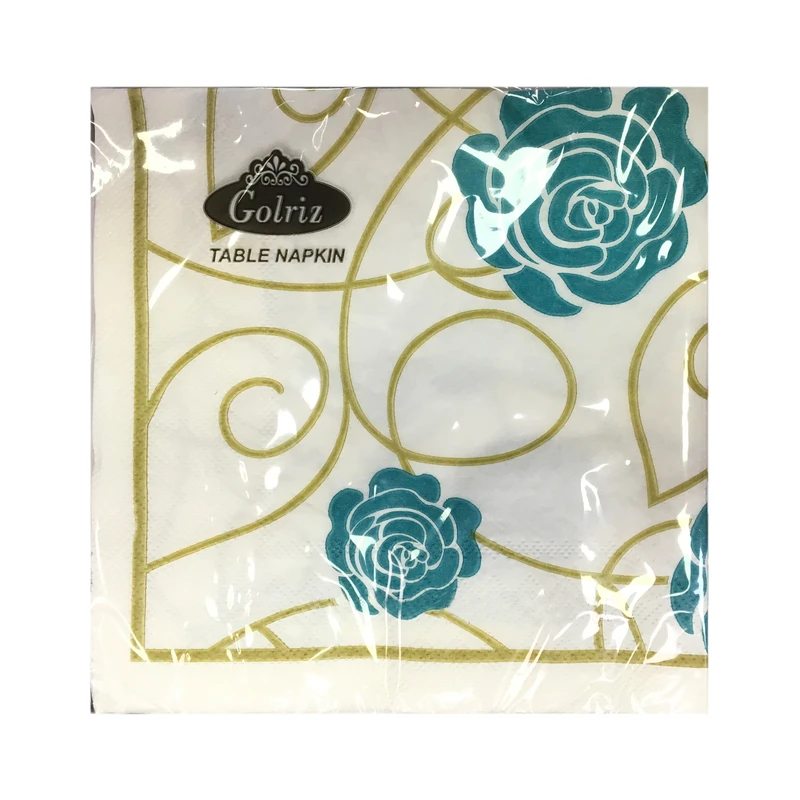 qualityq_90-53628 دستمال سفره گلریز مدل table napkin طرح رز آبی بسته 15 عددی - تصویر 1