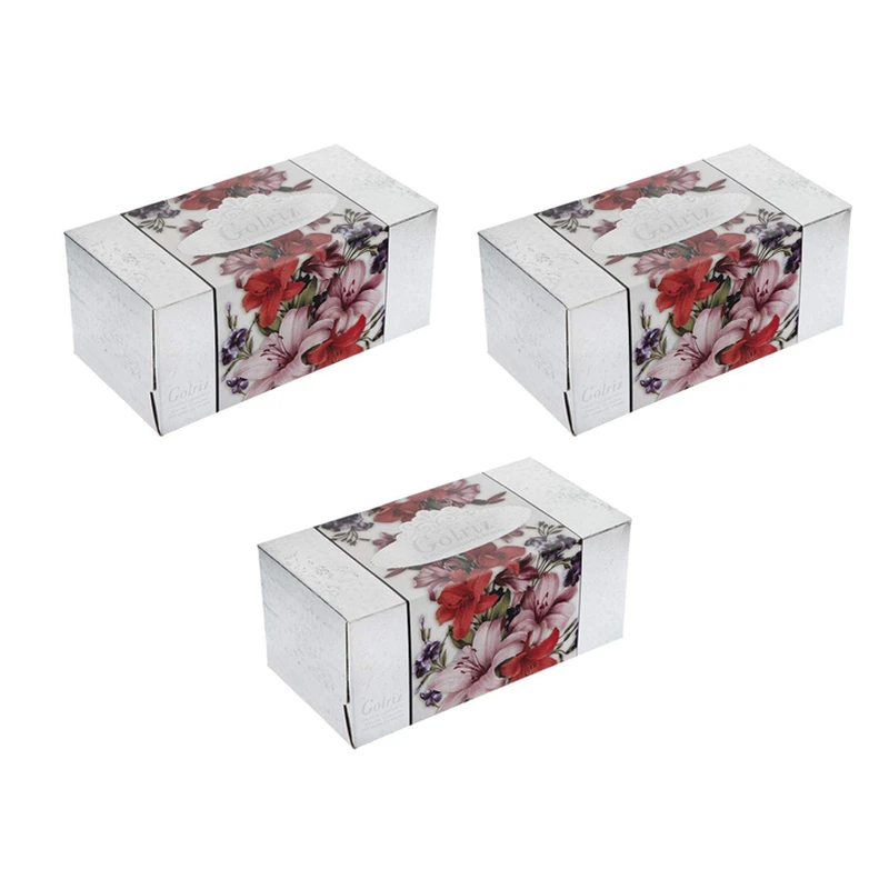 qualityq_90-53825 دستمال کاغذی 100 برگ گلریز مدل گل بسته 3 عددی - تصویر 1