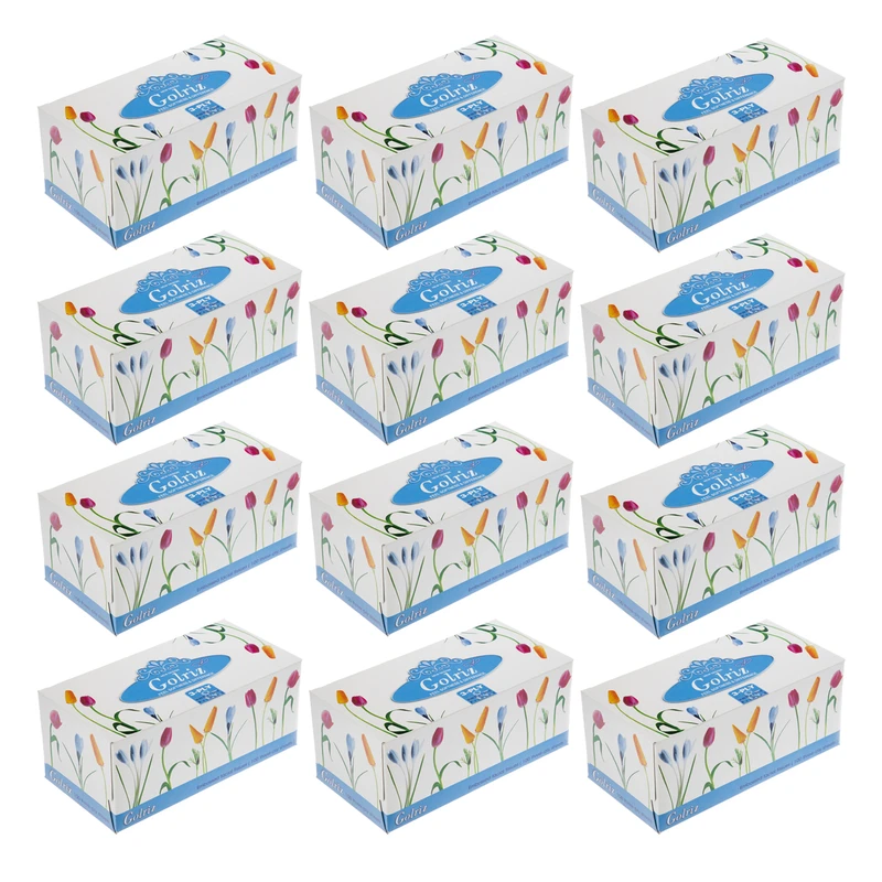 qualityq_90-53833 دستمال کاغذی 100 برگ گلریز مدل لاله بسته 12 عددی - تصویر 1