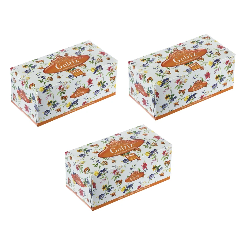qualityq_90-53967 دستمال کاغذی 100 برگ گلریز مدل گل مریم بسته 3 عددی - تصویر 1