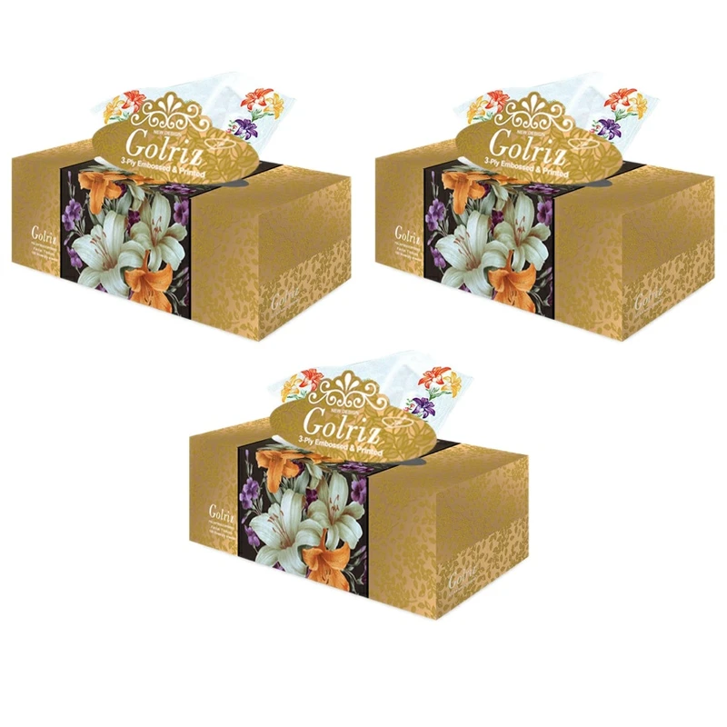 qualityq_90-53979 دستمال کاغذی 100 برگ گلریز مدل گل بسته 3 عددی - تصویر 1