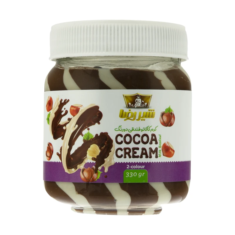 qualityq_90-56729 کرم کاکائو فندقی دو رنگ شیررضا - 330 گرمی - تصویر 1