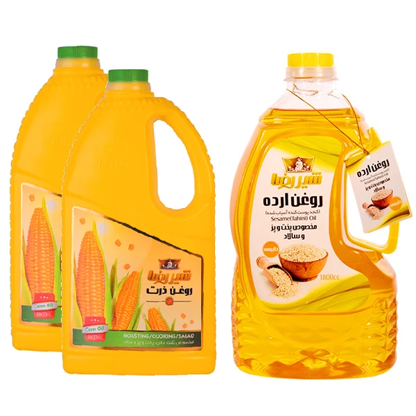 qualityq_90-56964 روغن ارده شیررضا - 1.8 لیتر به همراه روغن ذرت مجموعه 3 عددی - تصویر 1