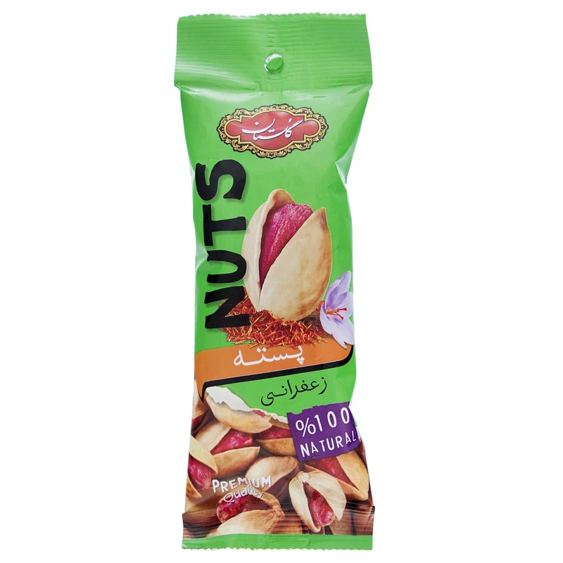 qualityq_90-5736 پسته بوداده و نمکین زعفرانی گلستان مقدار 35 گرم - تصویر 1