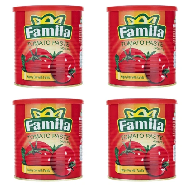 کنسرو رب گوجه فرنگی فامیلا مقدار 800 گرم بسته 4 عددی