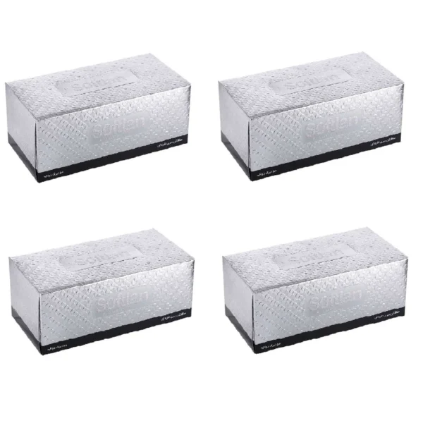 دستمال کاغذی 150 برگ سافتلن مدل silver بسته 4 عددی