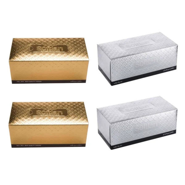 دستمال کاغذی 150 برگ سافتلن مدل سیگولد بسته 4 عددی