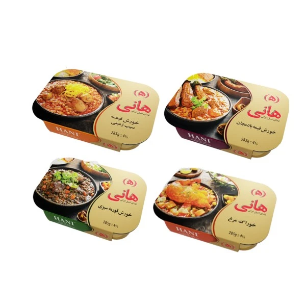 qualityq_90-8097 خورشت قیمه بادمجان و سیب زمینی قورمه سبزی و خوراک مرغ هانی - 285 گرم بسته چهار عددی - تصویر 1