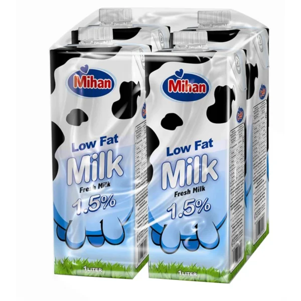 شیر کم چرب میهن - 1 لیتر بسته 4 عددی